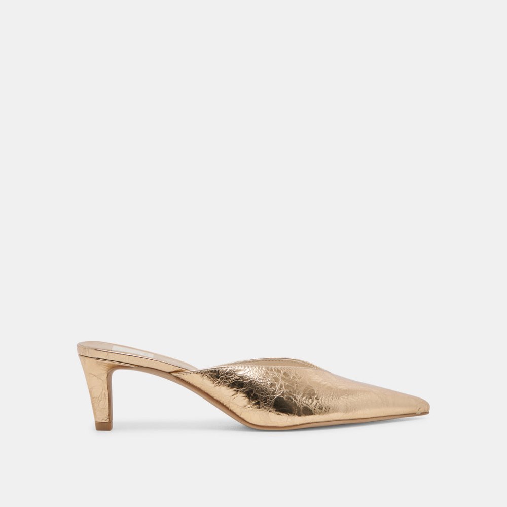 Dolce Vita Sarina Heels Gold Distressed Leather