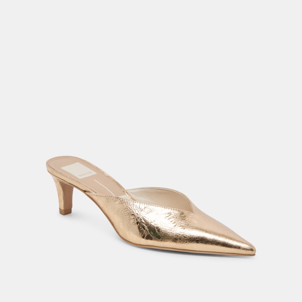 Dolce Vita Sarina Heels Gold Distressed Leather