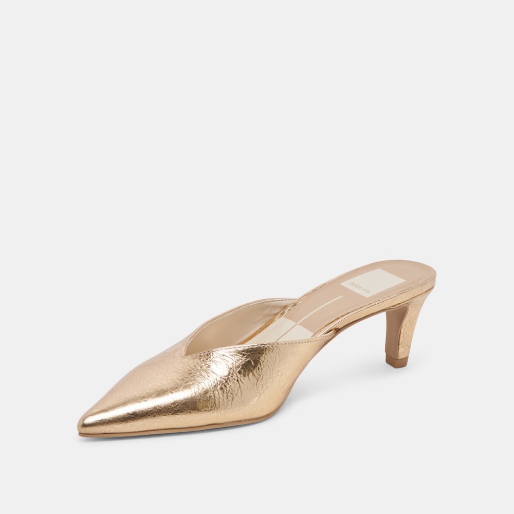 Dolce Vita Sarina Heels Gold Distressed Leather