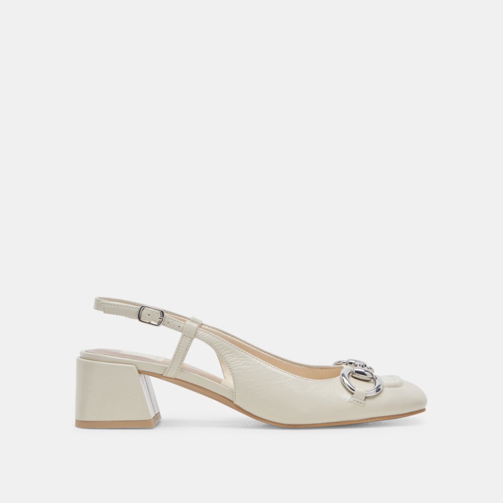 Dolce Vita Melli Heels Ivory Crinkle Patent