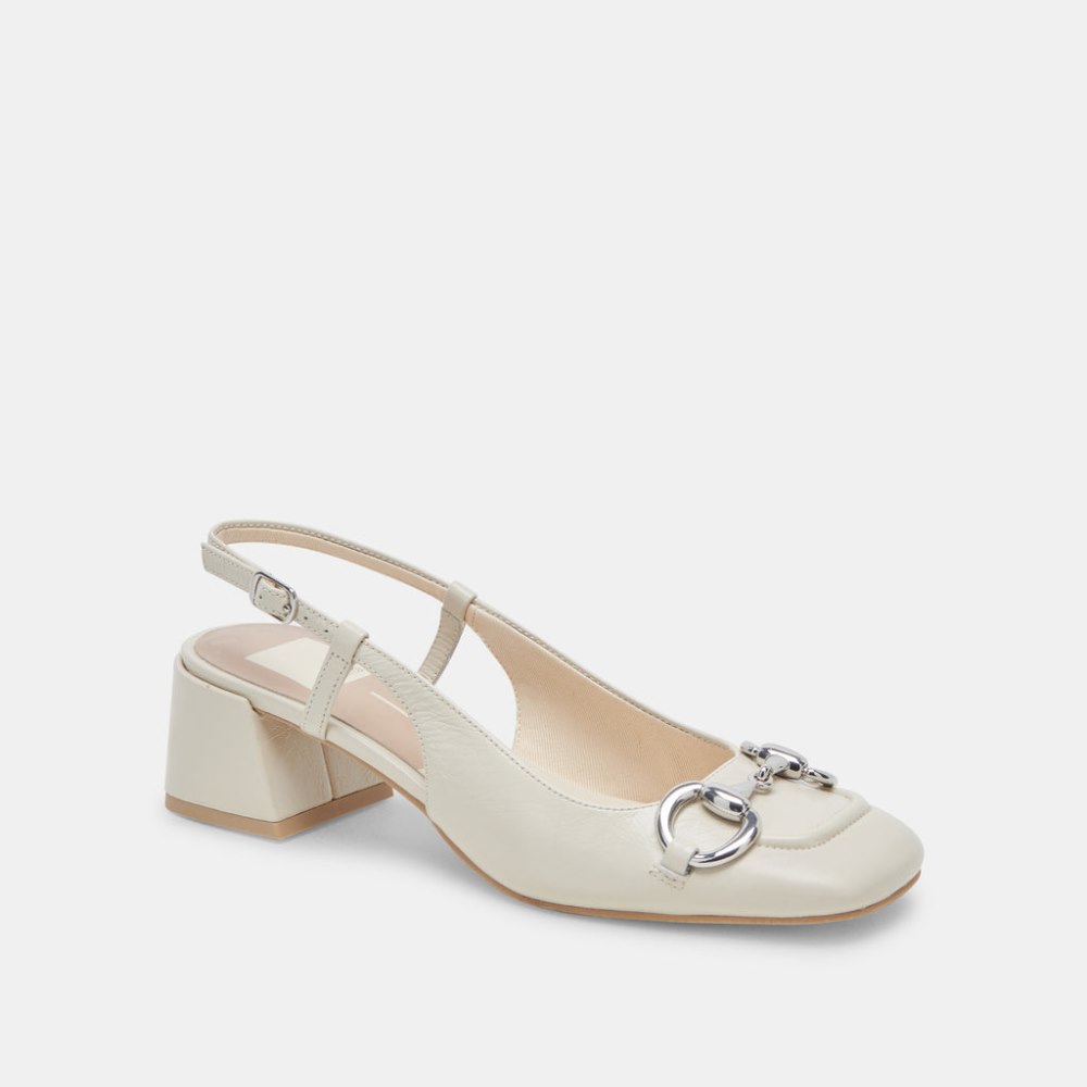 Dolce Vita Melli Heels Ivory Crinkle Patent