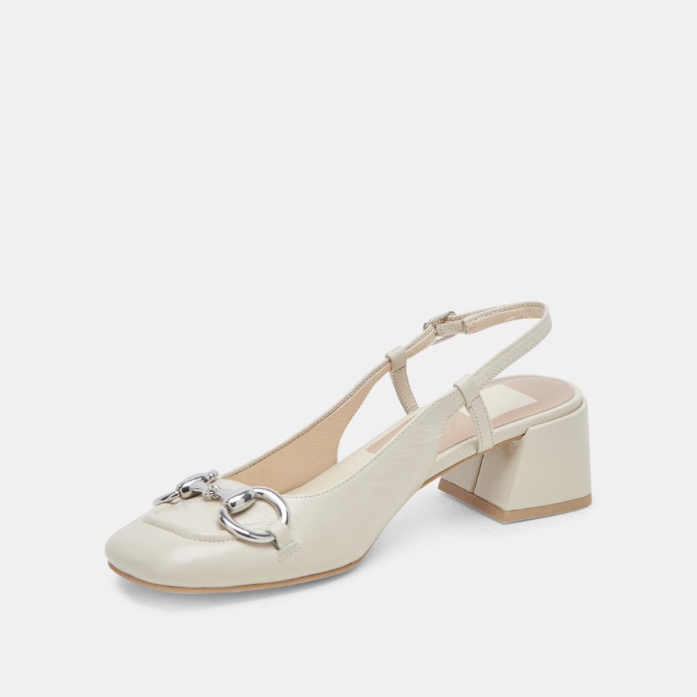 Dolce Vita Melli Heels Ivory Crinkle Patent