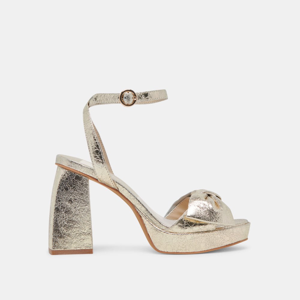 Dolce Vita Pacie Heels Platinum Distressed Leather