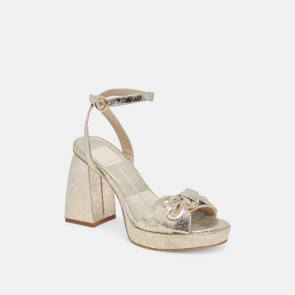 Dolce Vita Pacie Heels Platinum Distressed Leather