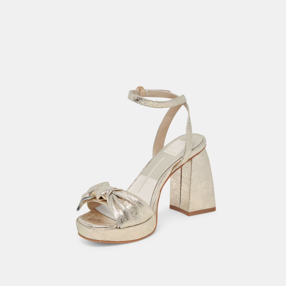 Dolce Vita Pacie Heels Platinum Distressed Leather