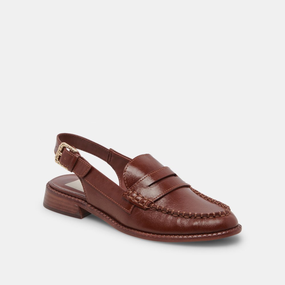 Dolce Vita Hardi Wide Loafers Brown Crinkle Patent