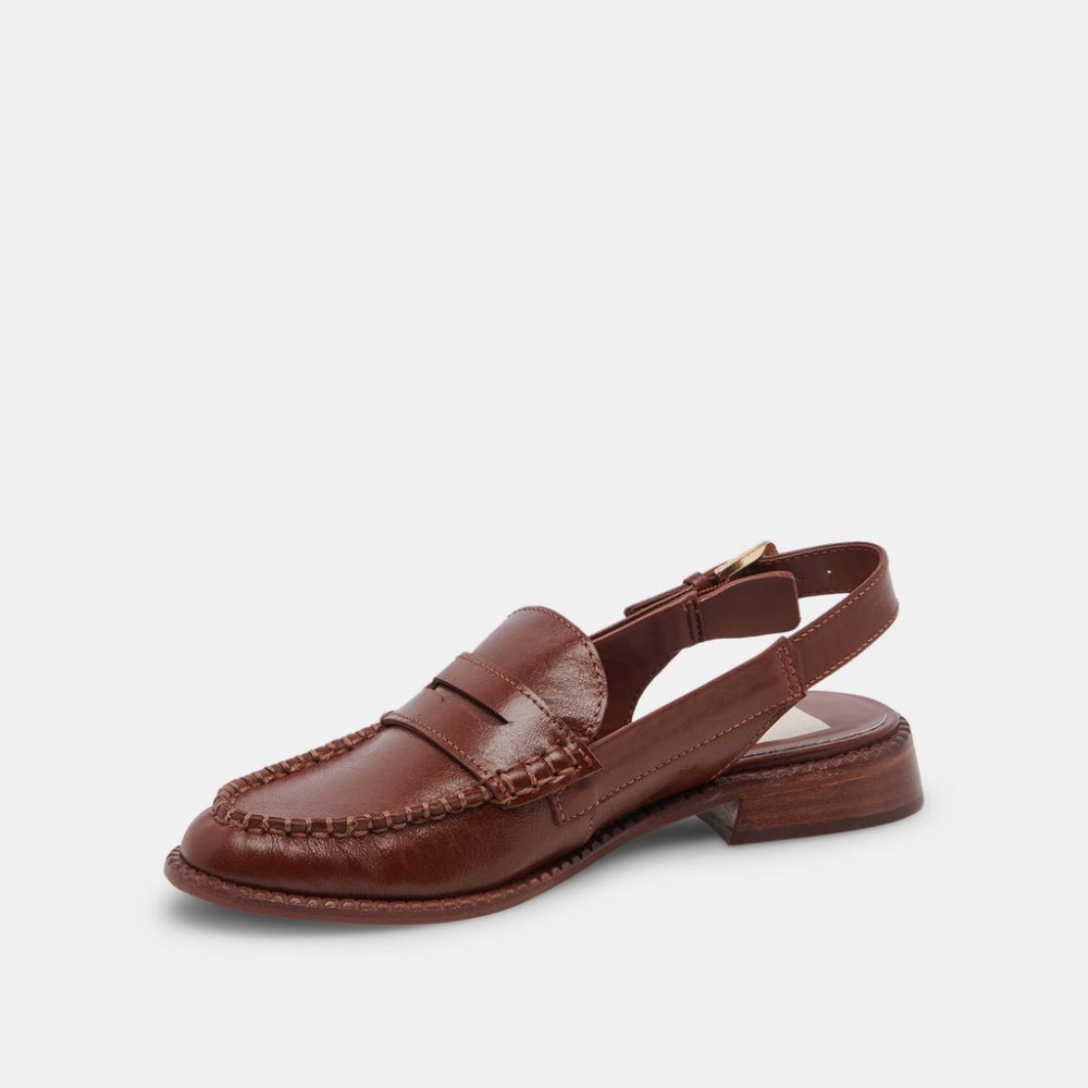 Dolce Vita Hardi Wide Loafers Brown Crinkle Patent
