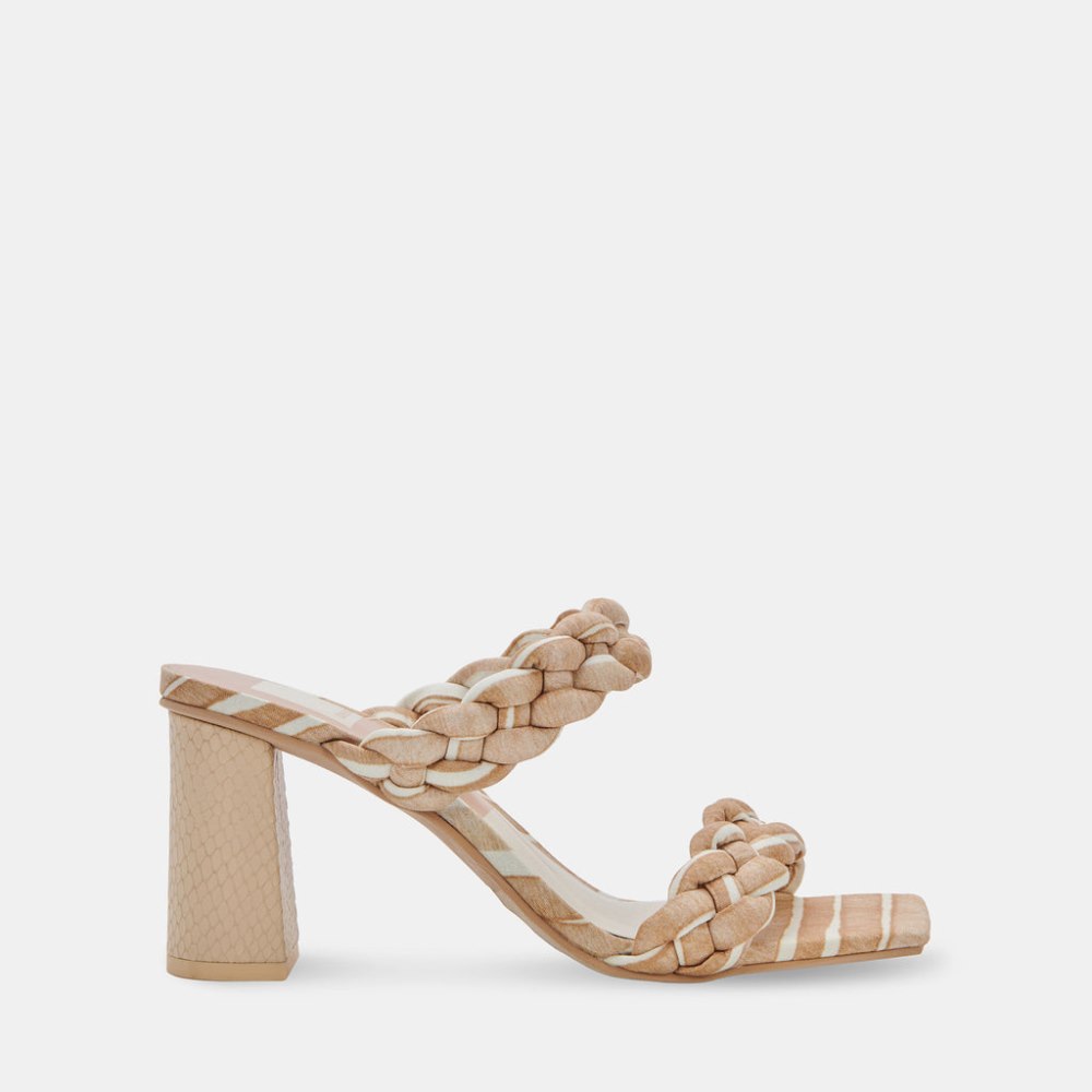 Dolce Vita Paily Heels White Stripe Fabric