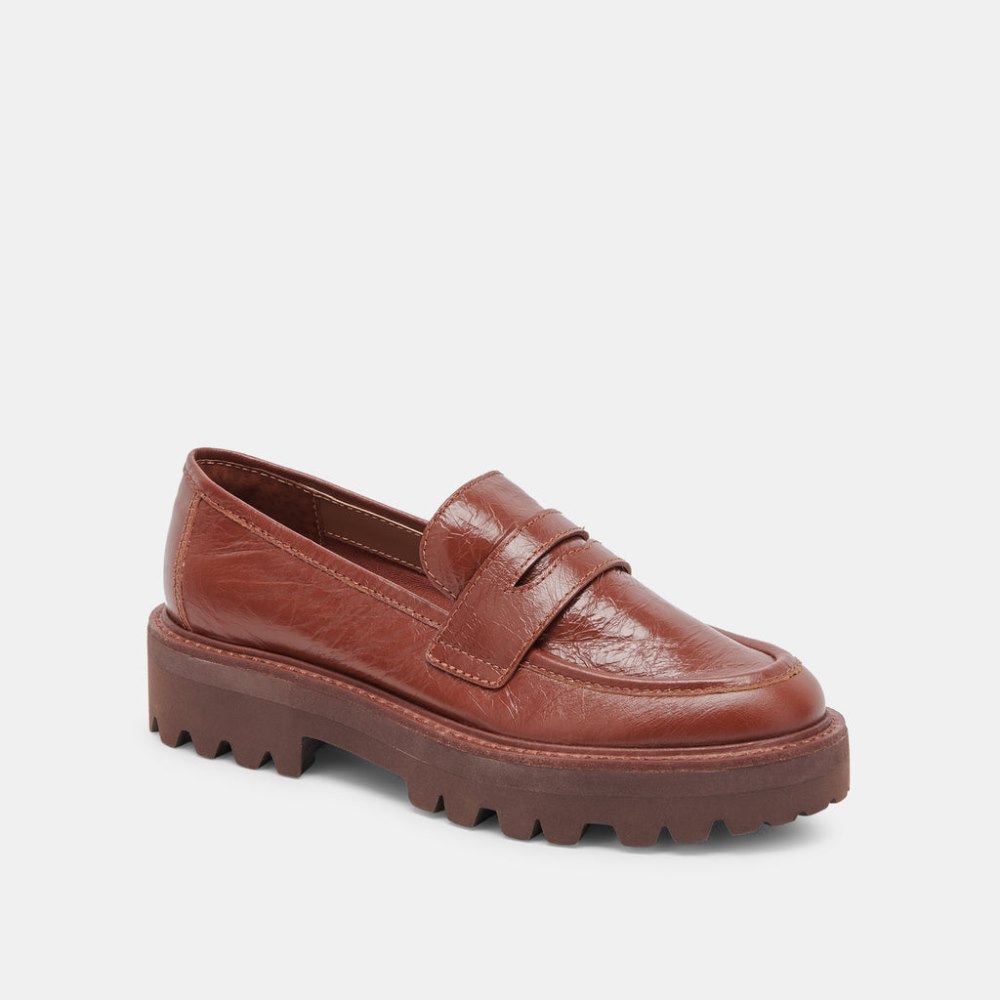 Dolce Vita Malila Loafers Brown Crinkle Patent