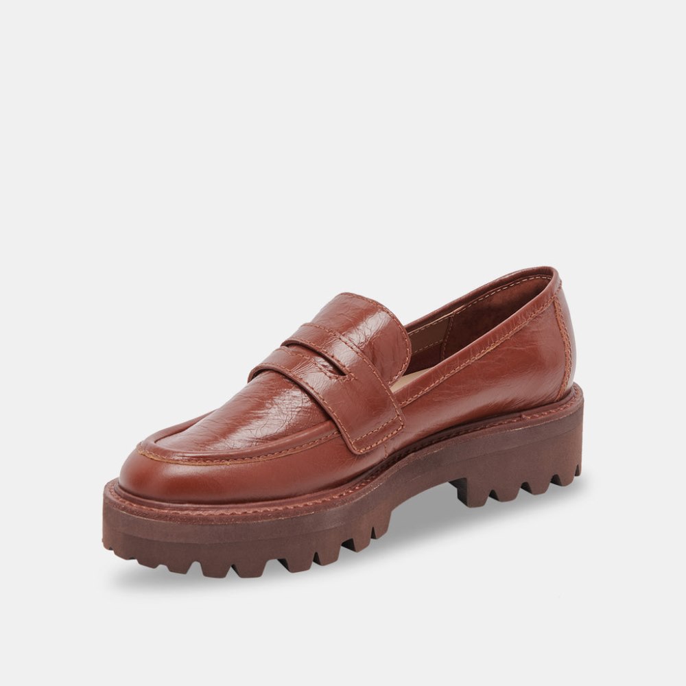 Dolce Vita Malila Loafers Brown Crinkle Patent