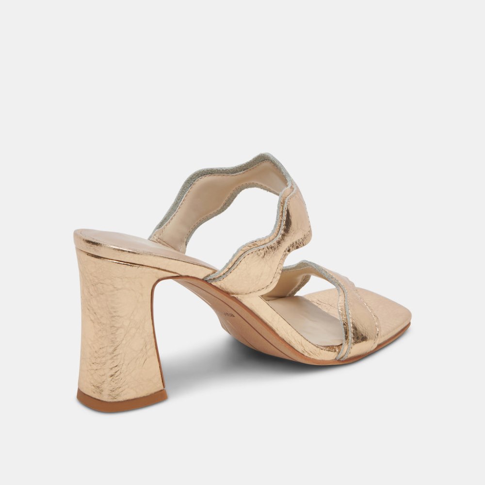 Dolce Vita Ilva Wide Heels Gold Distressed Leather