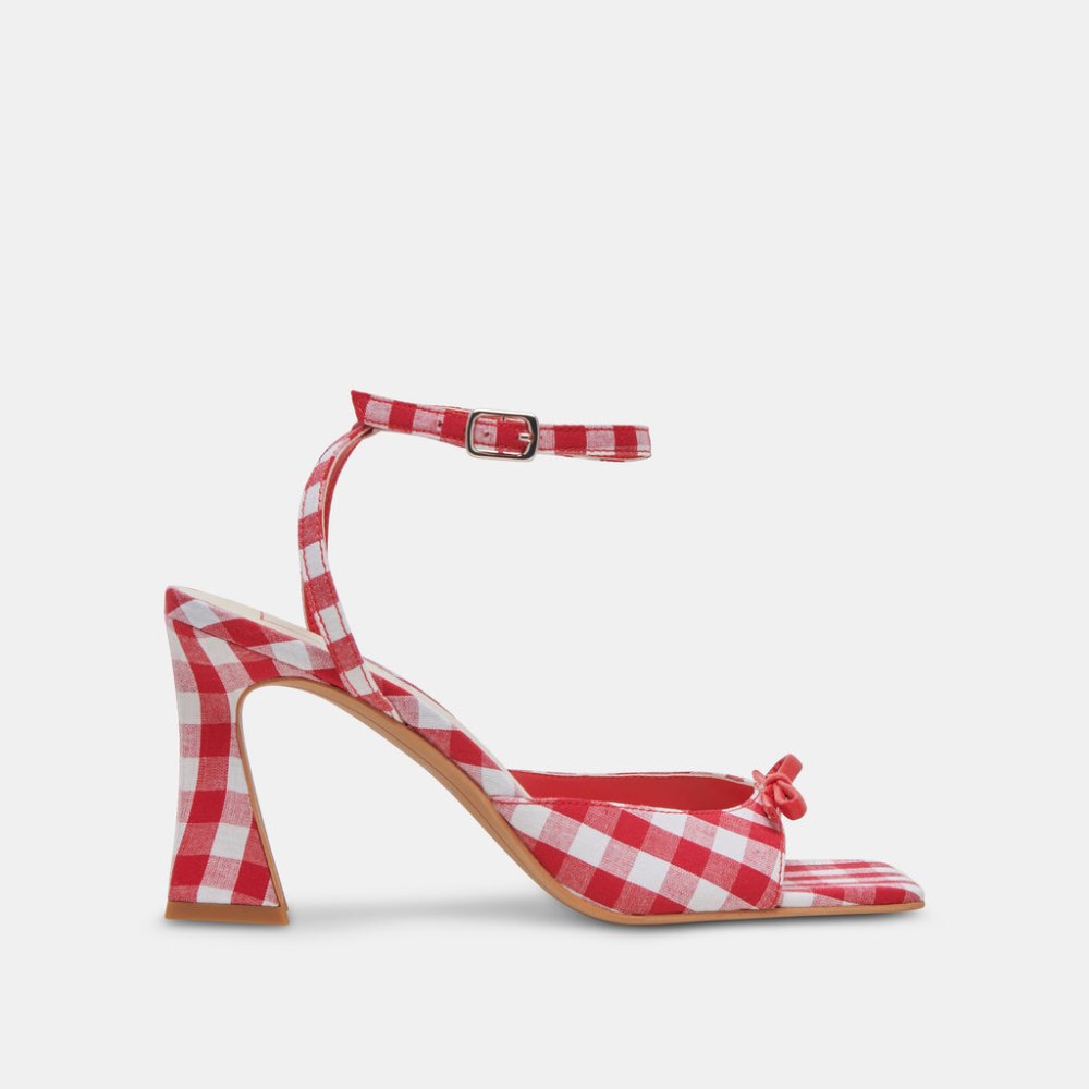 Dolce Vita Loise Heels White Red Gingham