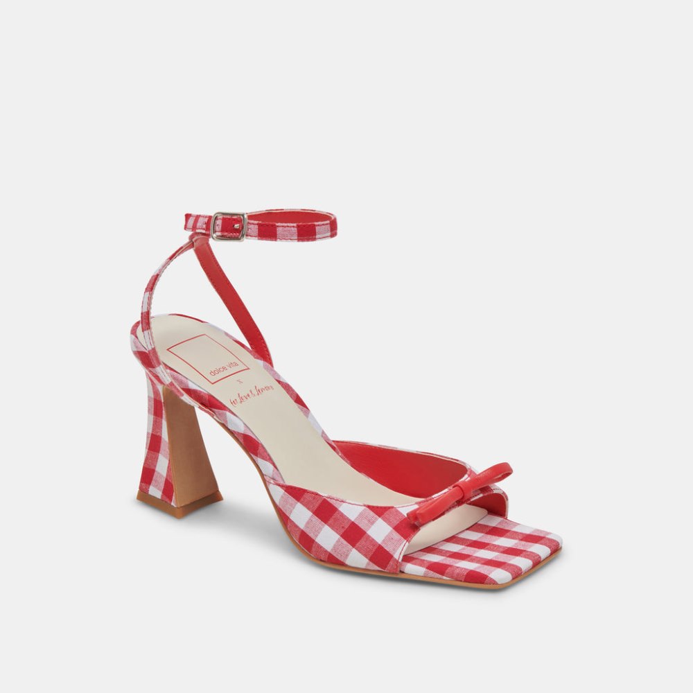 Dolce Vita Loise Heels White Red Gingham