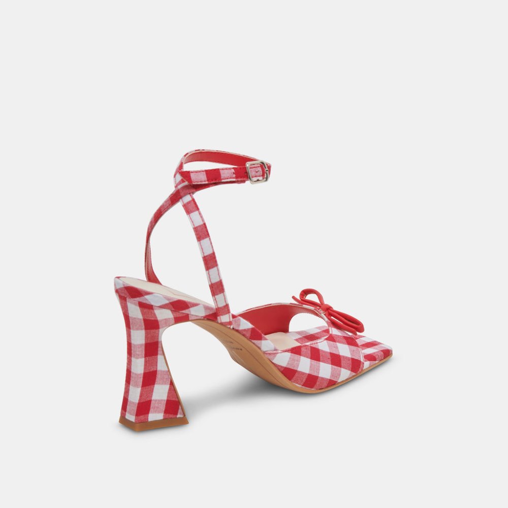 Dolce Vita Loise Heels White Red Gingham