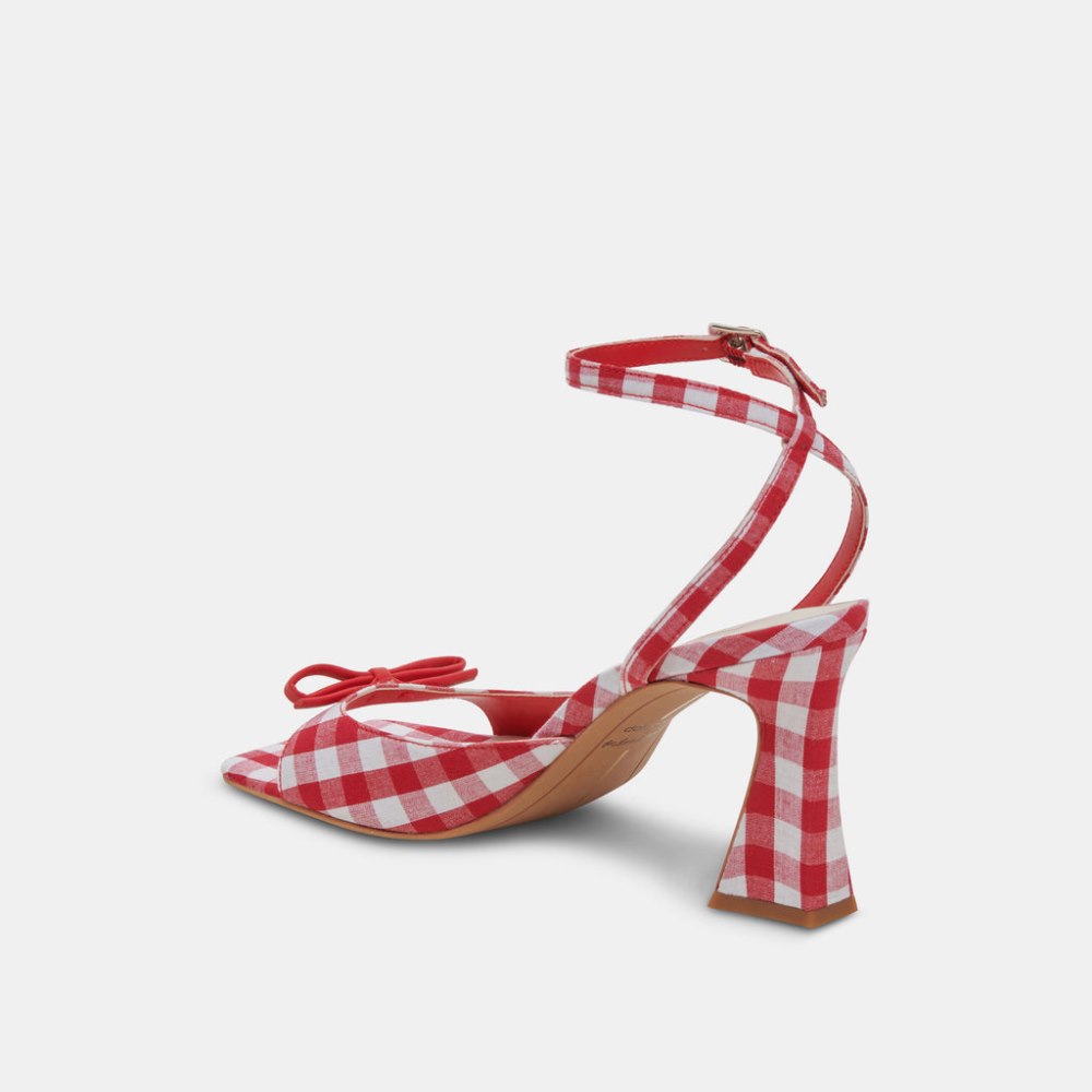 Dolce Vita Loise Heels White Red Gingham