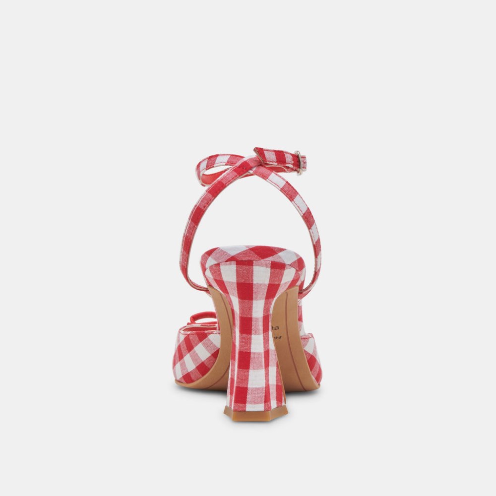 Dolce Vita Loise Heels White Red Gingham