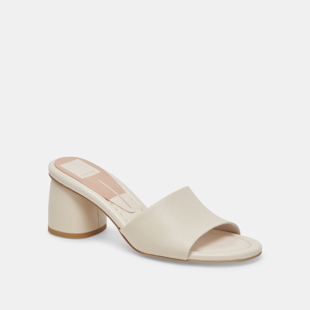 Dolce Vita Minny Dress Wide Heels Ivory Leather
