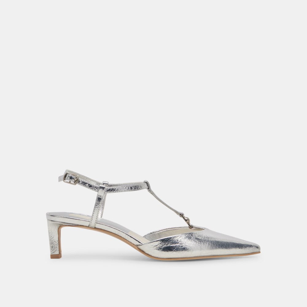 Dolce Vita Lavon Heels Silver Distressed Leather