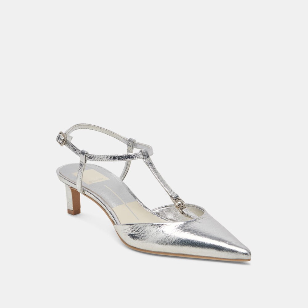 Dolce Vita Lavon Heels Silver Distressed Leather