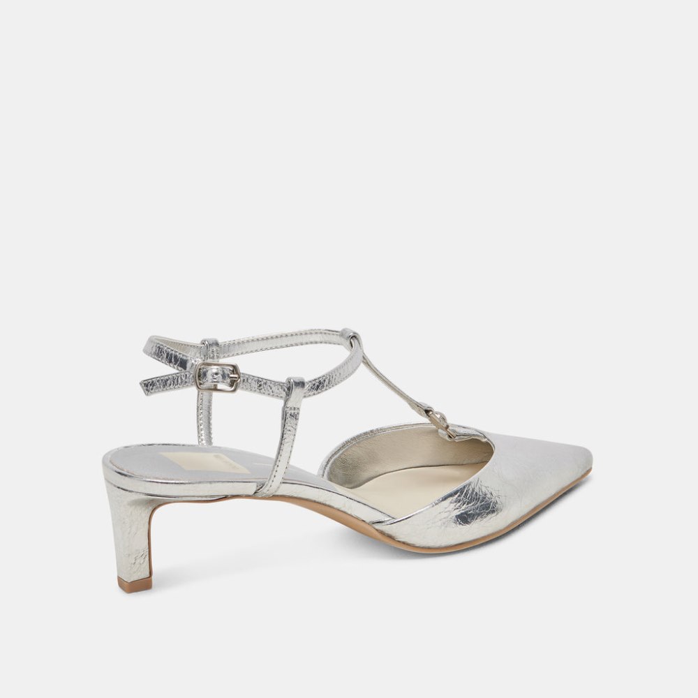 Dolce Vita Lavon Heels Silver Distressed Leather