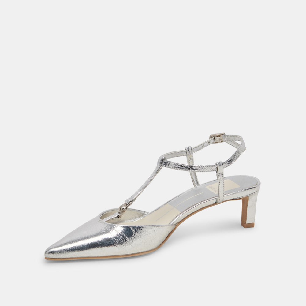 Dolce Vita Lavon Heels Silver Distressed Leather