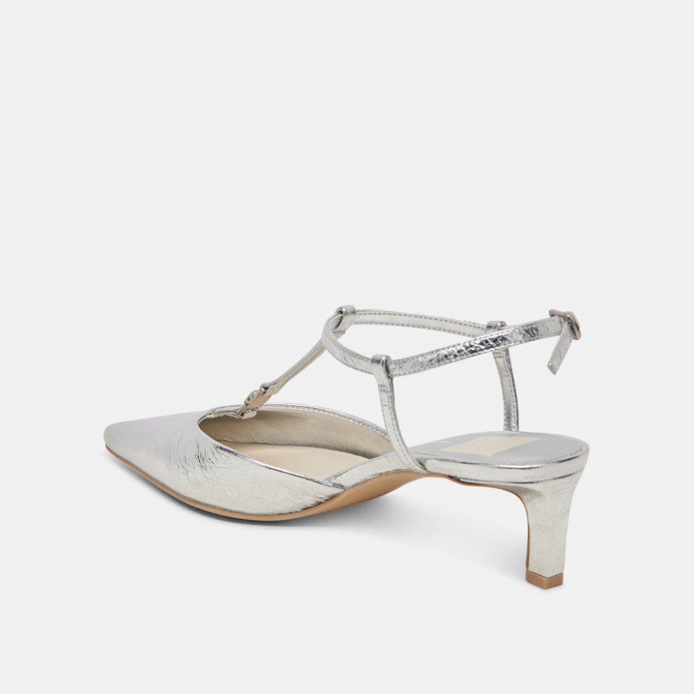 Dolce Vita Lavon Heels Silver Distressed Leather