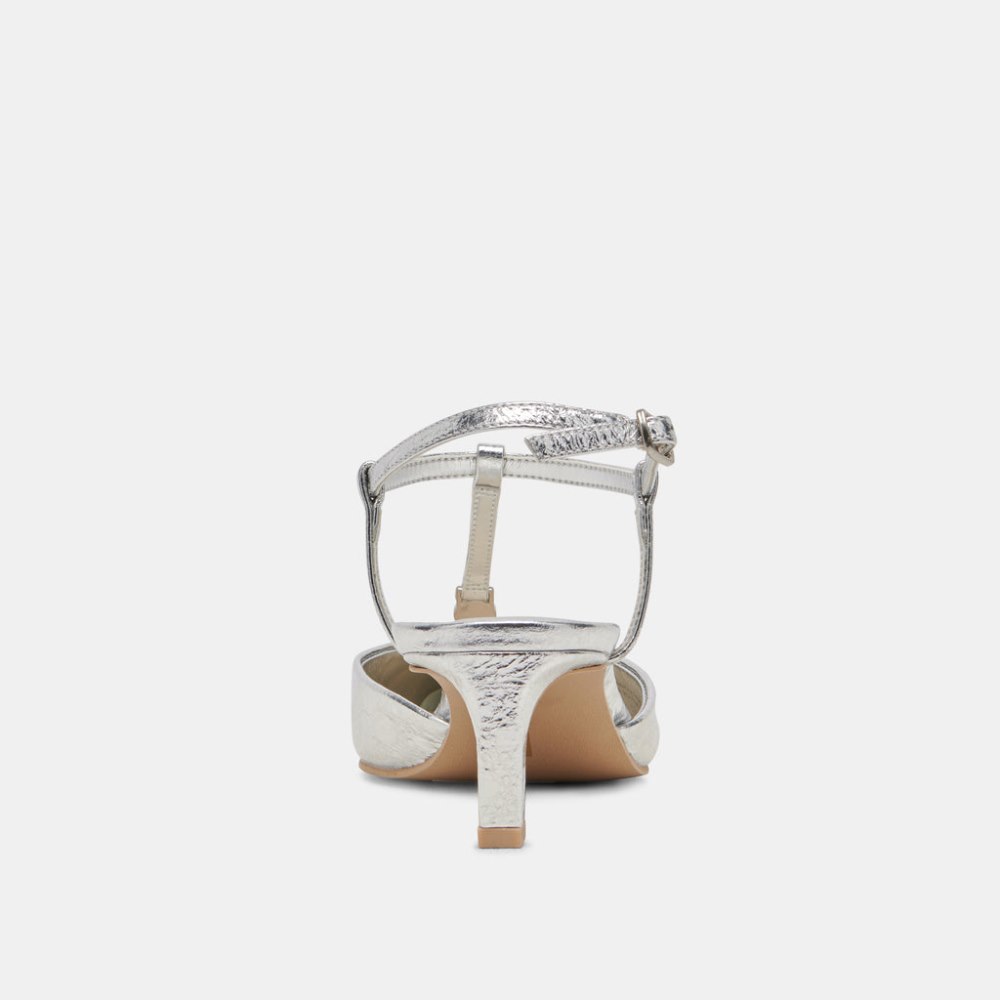 Dolce Vita Lavon Heels Silver Distressed Leather