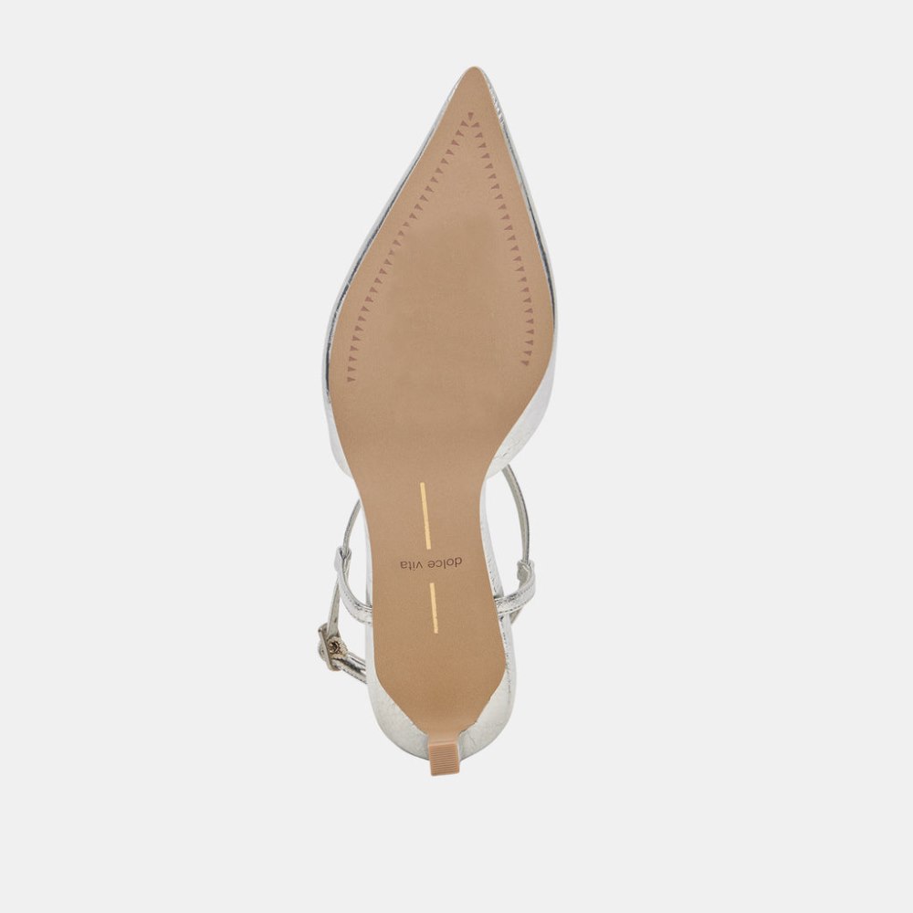 Dolce Vita Lavon Heels Silver Distressed Leather