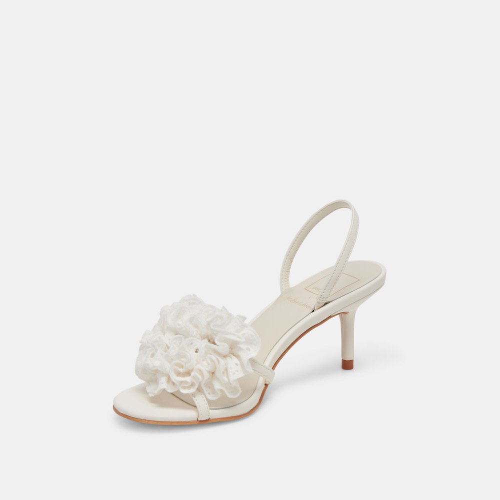 Dolce Vita Cecila Heels White Floral Eyelet