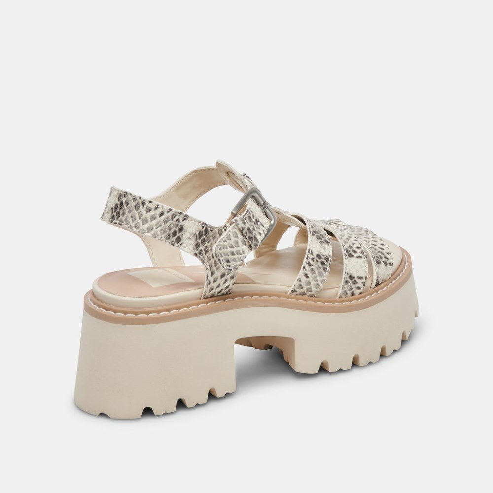 Dolce Vita Latice Sandals Grey White Embossed Leather