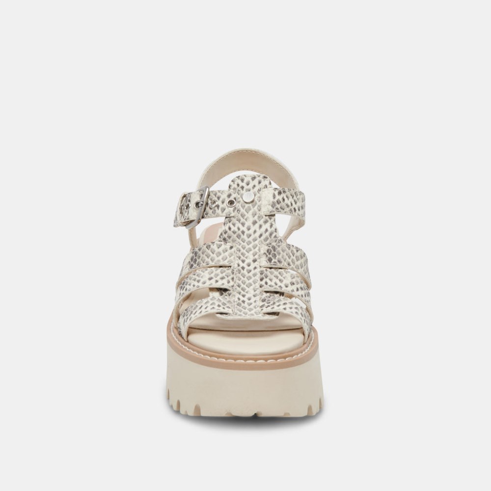 Dolce Vita Latice Sandals Grey White Embossed Leather
