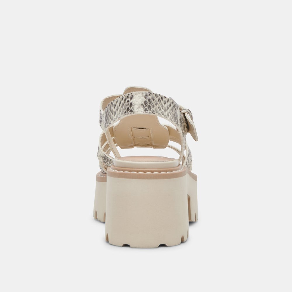 Dolce Vita Latice Sandals Grey White Embossed Leather