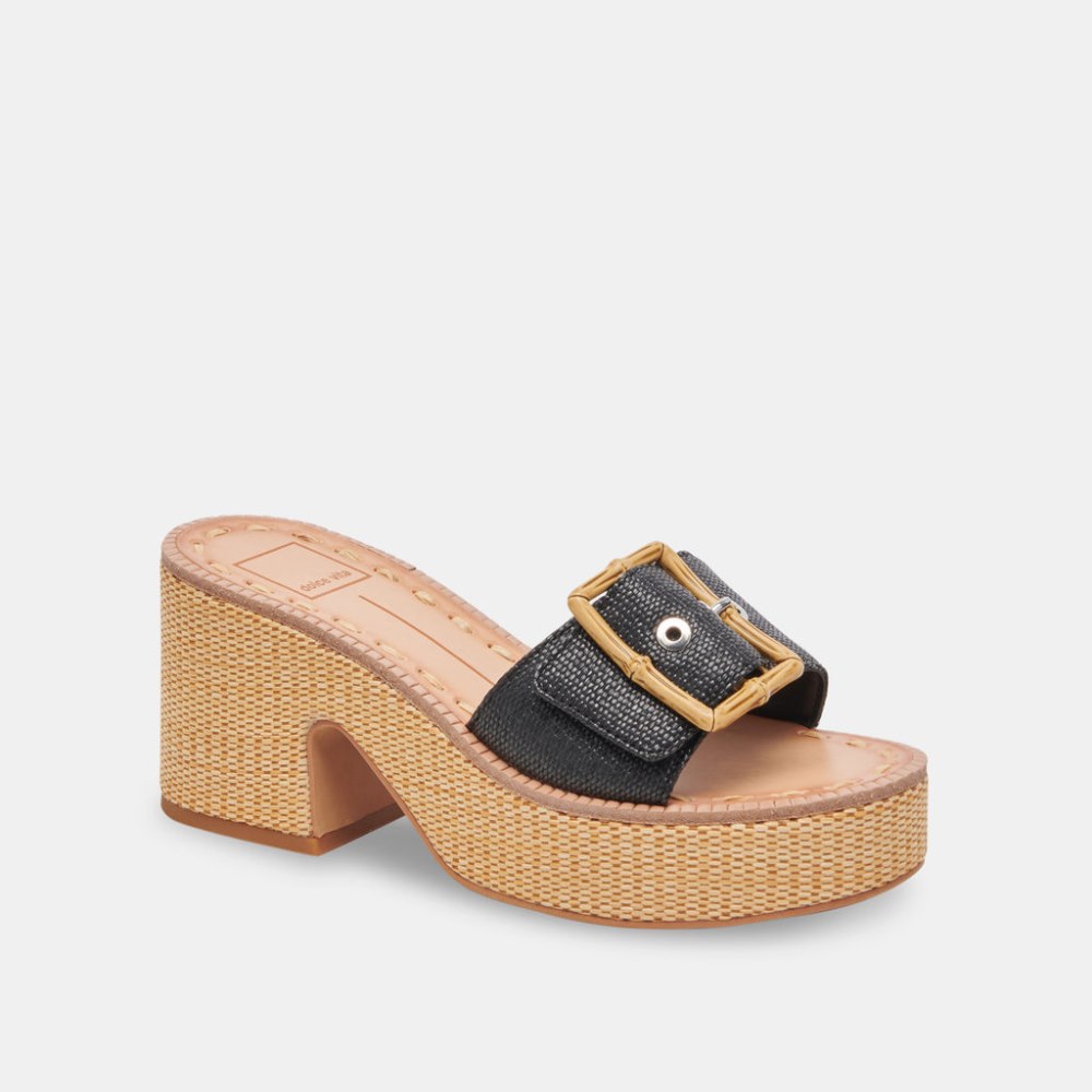 Dolce Vita Era Heels Onyx Raffia