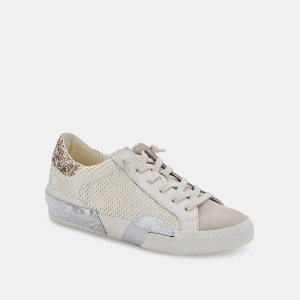 Dolce Vita Zina Sneakers Off White Embossed Leather