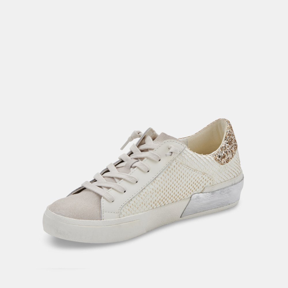 Dolce Vita Zina Sneakers Off White Embossed Leather