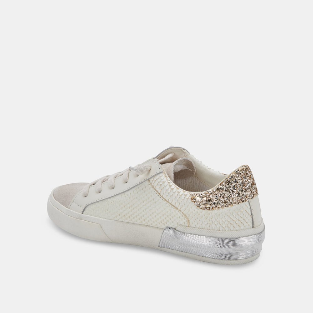 Dolce Vita Zina Sneakers Off White Embossed Leather