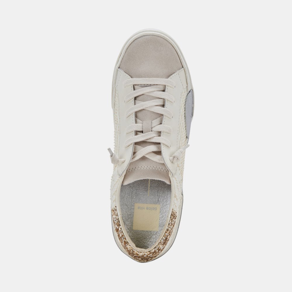 Dolce Vita Zina Sneakers Off White Embossed Leather
