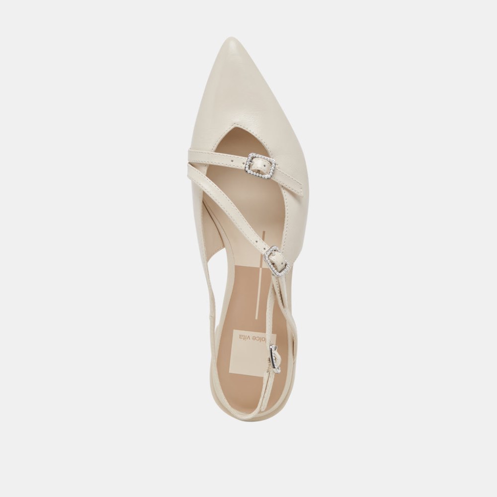 Dolce Vita Pamla Pearl Flats Ivory Crinkle Patent