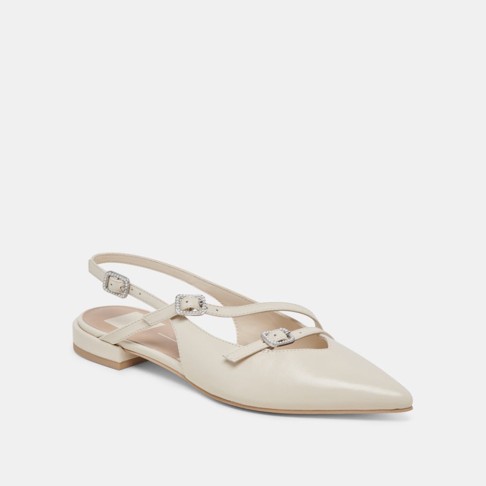 Dolce Vita Pamla Pearl Flats Ivory Crinkle Patent
