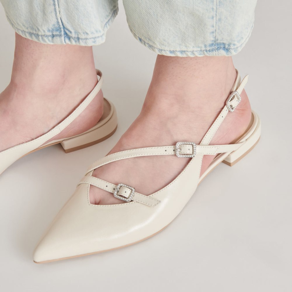 Dolce Vita Pamla Pearl Flats Ivory Crinkle Patent