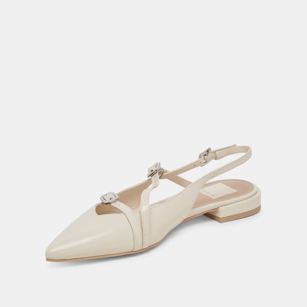 Dolce Vita Pamla Pearl Flats Ivory Crinkle Patent