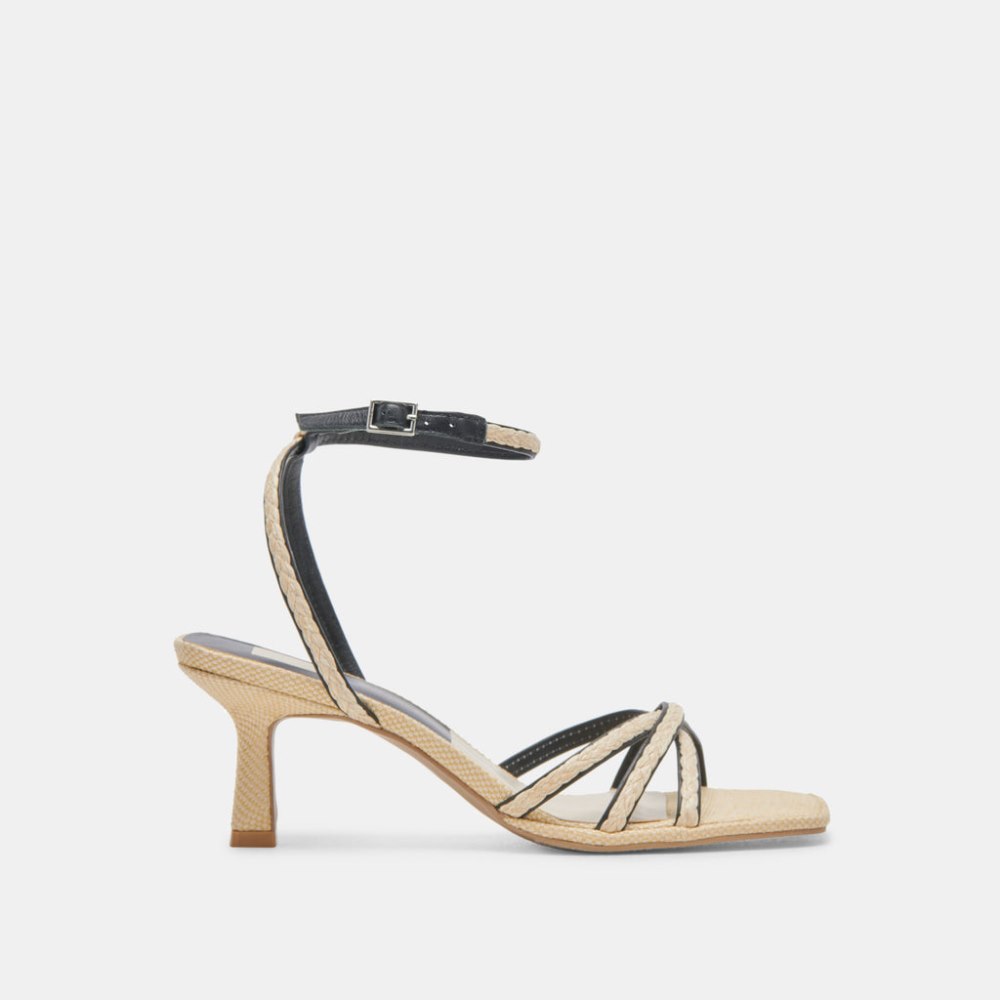 Dolce Vita Manji Braid Heels Black Natural Jute