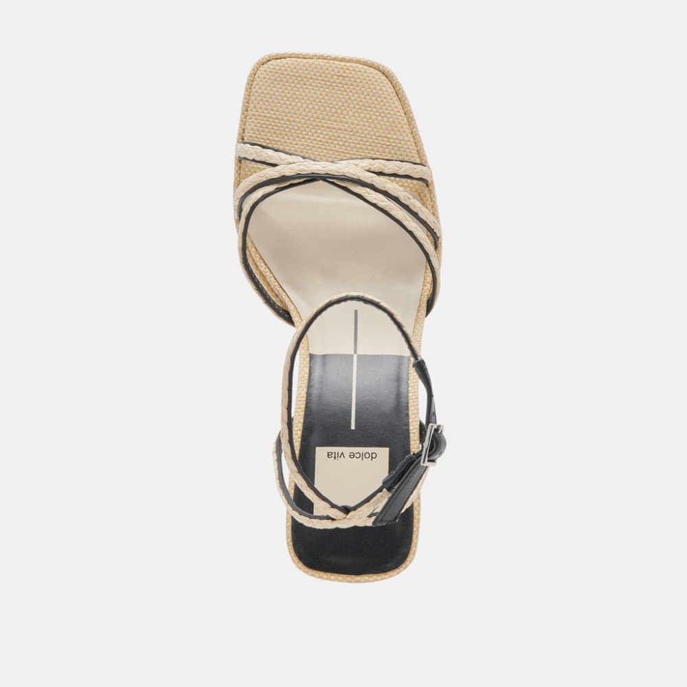 Dolce Vita Manji Braid Heels Black Natural Jute