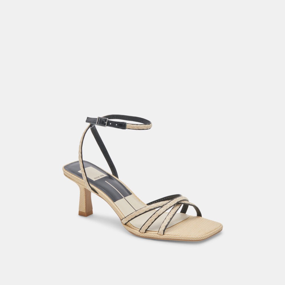 Dolce Vita Manji Braid Heels Black Natural Jute
