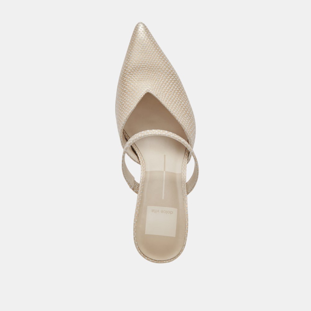 Dolce Vita Kanika Heels Champagne Embossed Leather