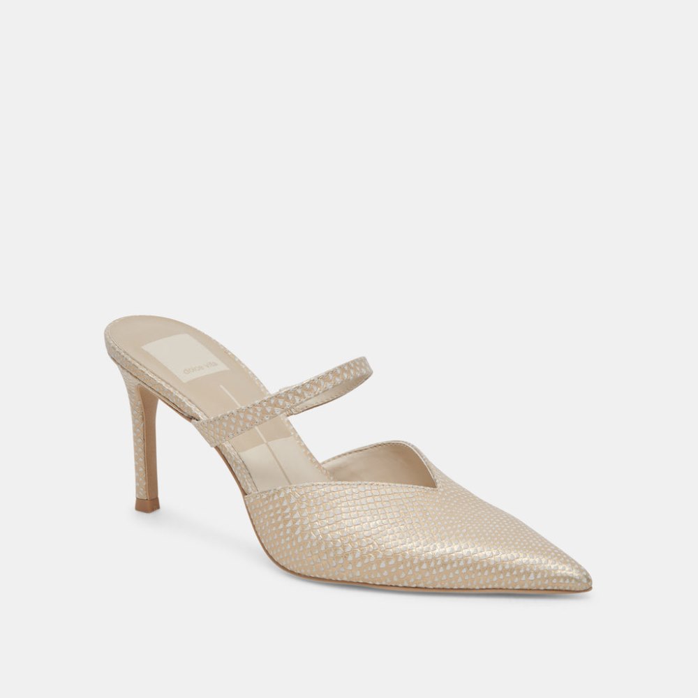 Dolce Vita Kanika Heels Champagne Embossed Leather