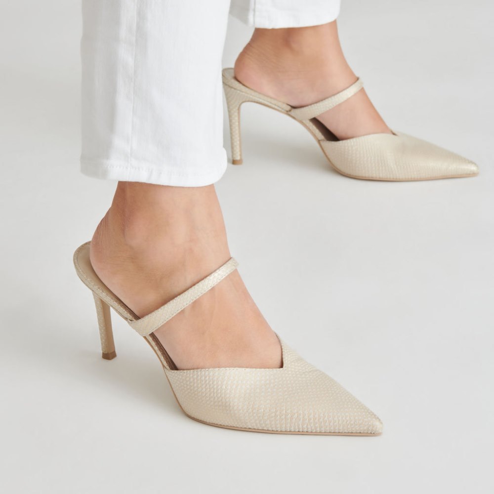 Dolce Vita Kanika Heels Champagne Embossed Leather