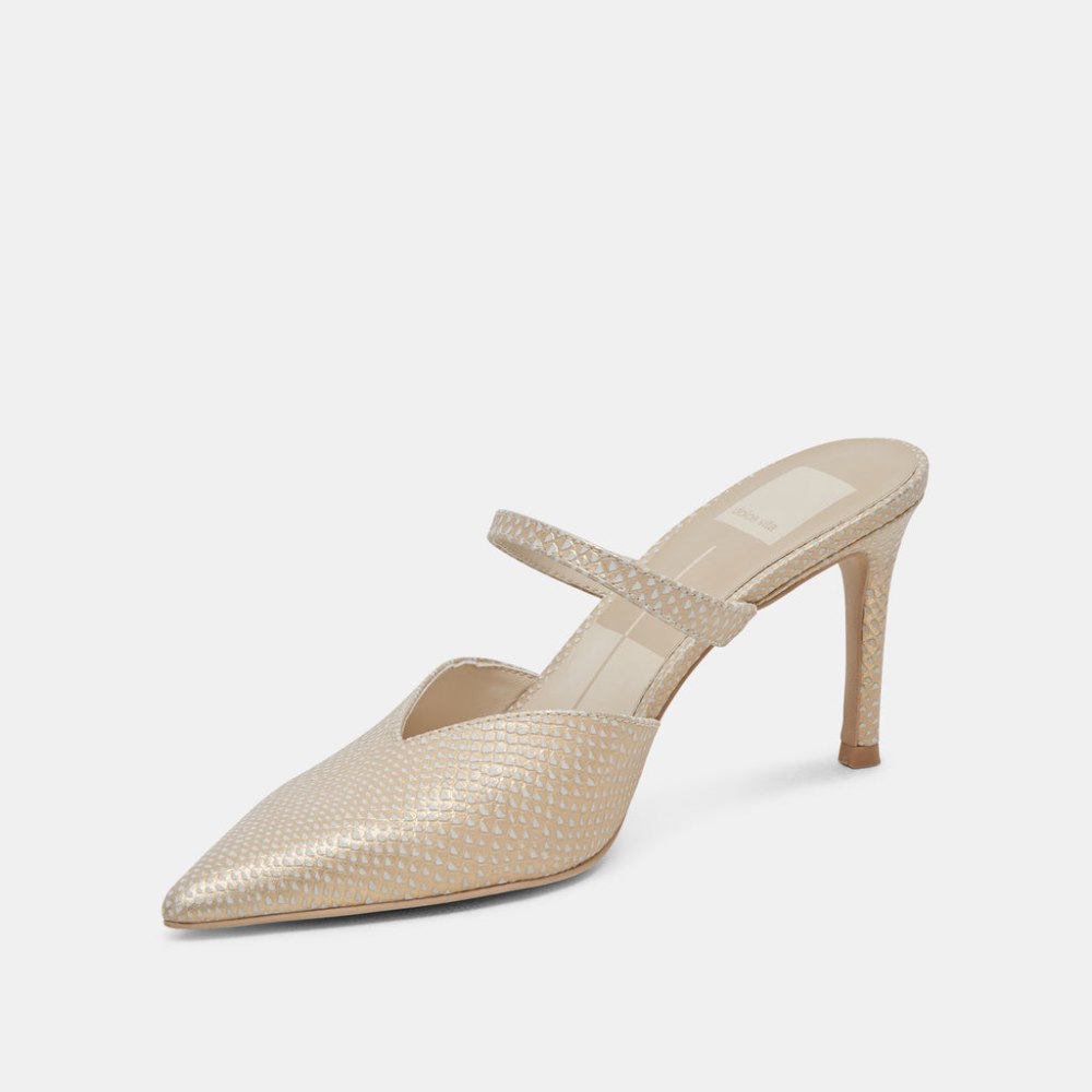 Dolce Vita Kanika Heels Champagne Embossed Leather