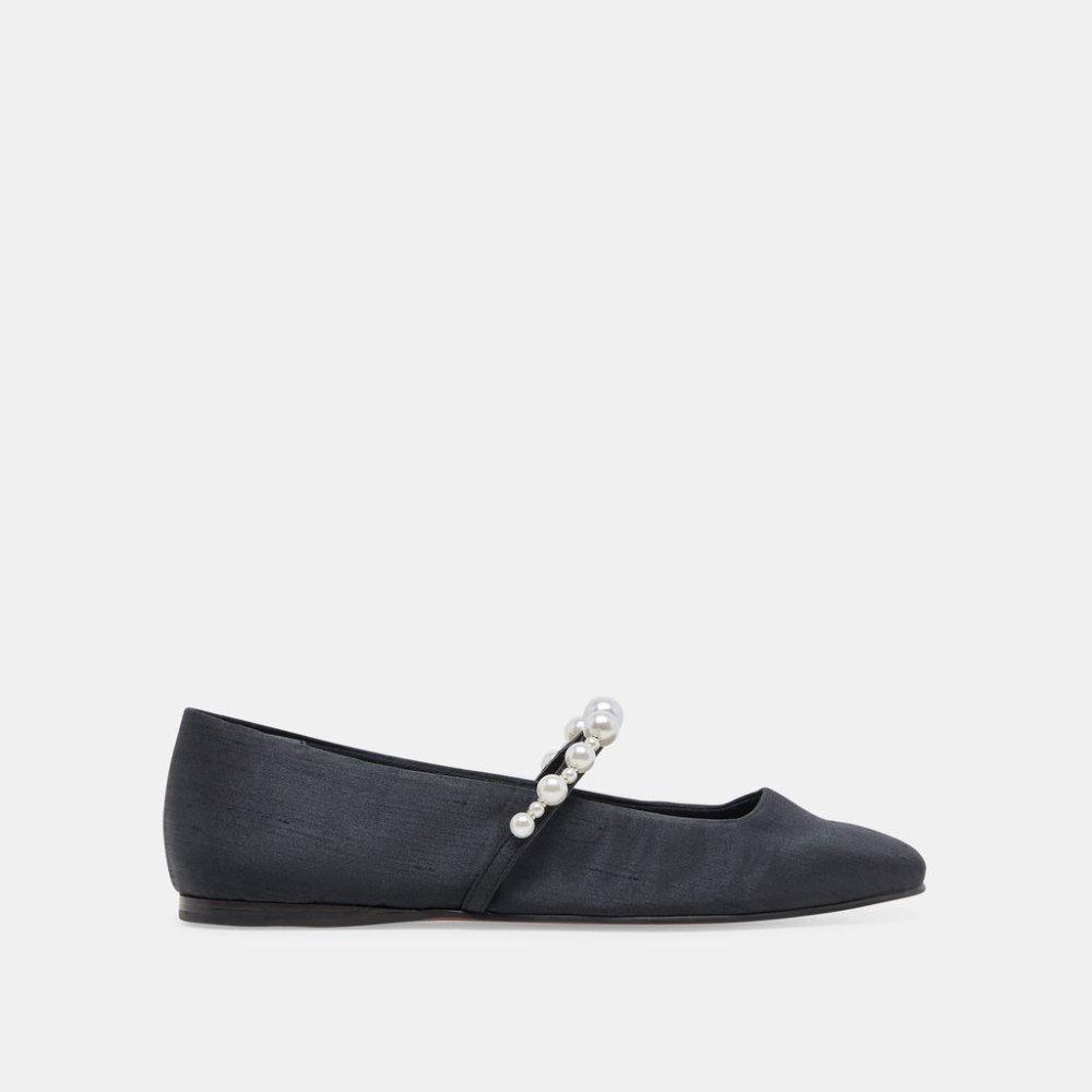 Dolce Vita Roxana Pearl Ballet Flats Onyx Satin