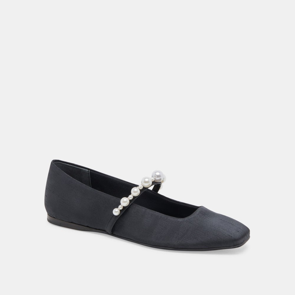 Dolce Vita Roxana Pearl Ballet Flats Onyx Satin